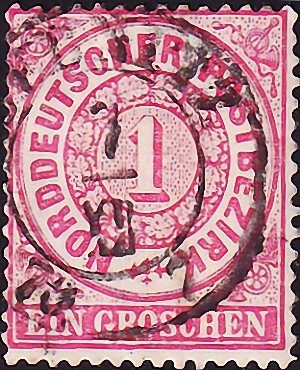 Северогерманская Конфедерация 1869 год .Цифра в круге . Каталог 2,0 €.